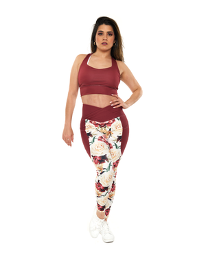 high waisted leggings burgundy red