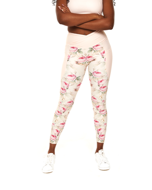 high waisted leggings pink floral