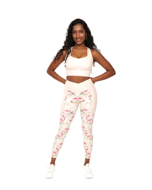 high waisted yoga pants pink floral