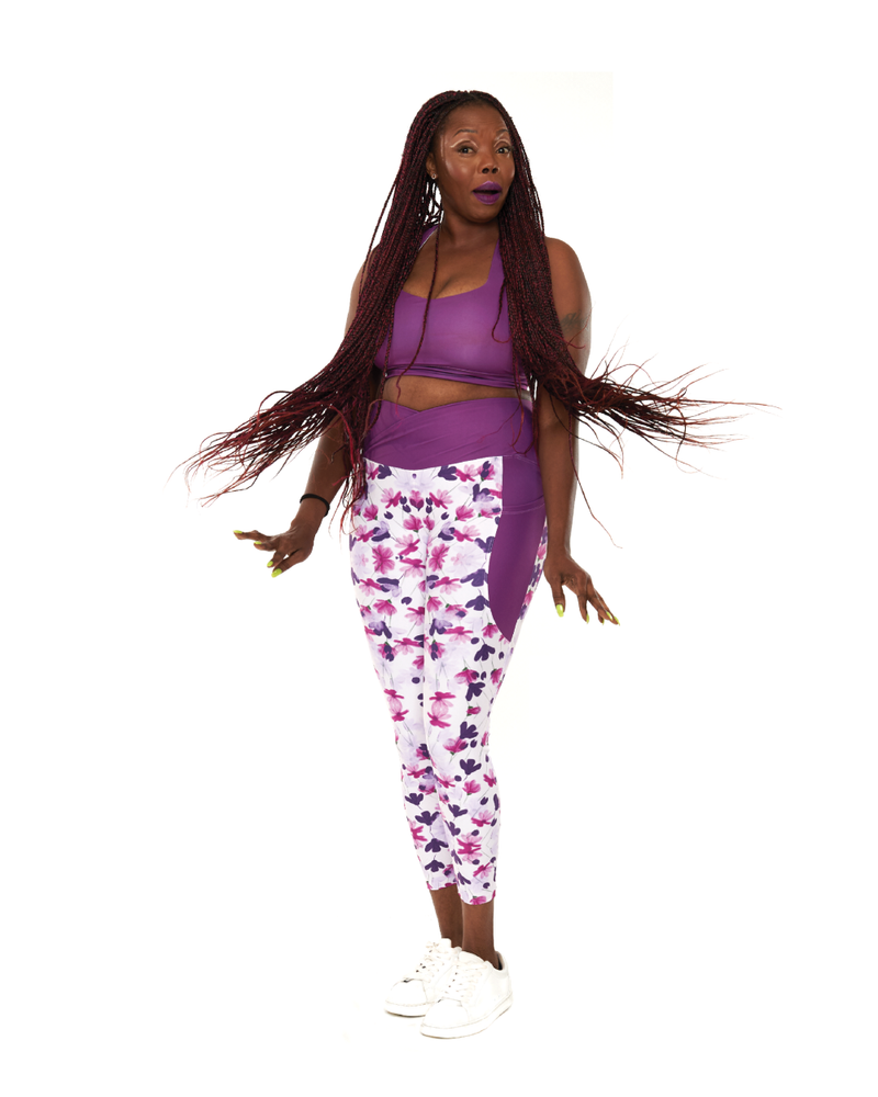 yoga pant leggings purple floral