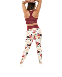 high waisted yoga pants burgundy floral