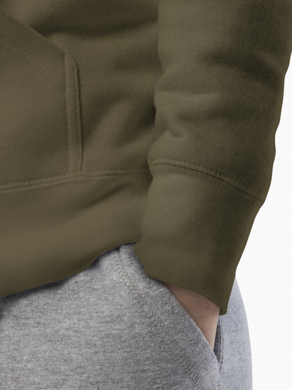 hoodie in a military green colour sleeve