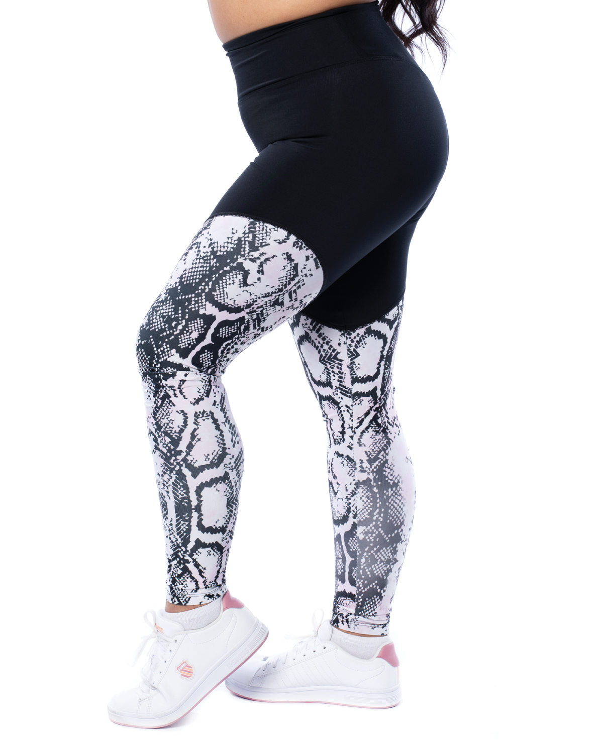 snake pattern compression leggings with black top part
