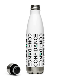 water bottle white with Confidance Wear logo