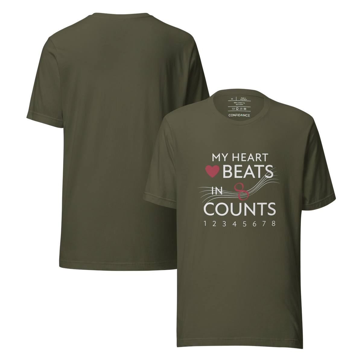 unisex confidance tee front and back military green